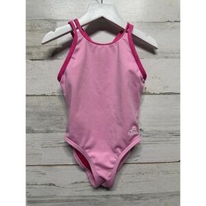 TYR One Piece Swimsuit Girls 5T Pink Cross Back Athletic EUC